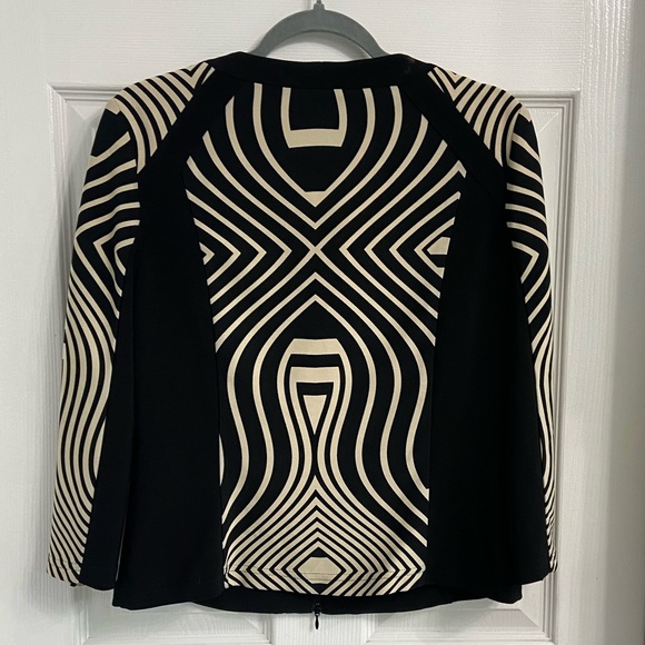 Joseph Ribkoff Full Zip Jacket Black & Tan Abstract Vintage Size Medium - Picture 3 of 6